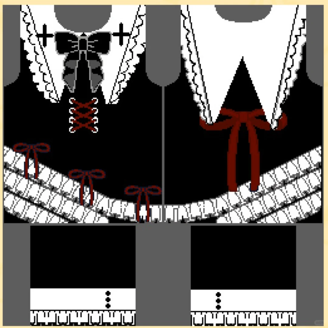 Motif de robe gothique à dentelle avec outil tampon — Tomodachi Life motif DIY (image 3)