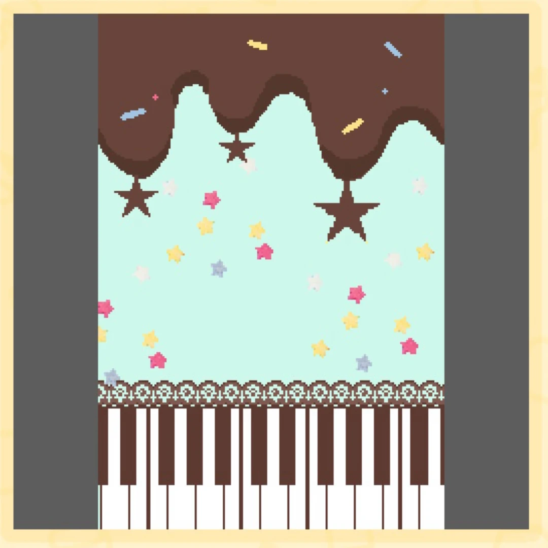 ミントチョコ星ピアノ壁紙デザインシート — トモダチライフ DIY 図案（2枚目）