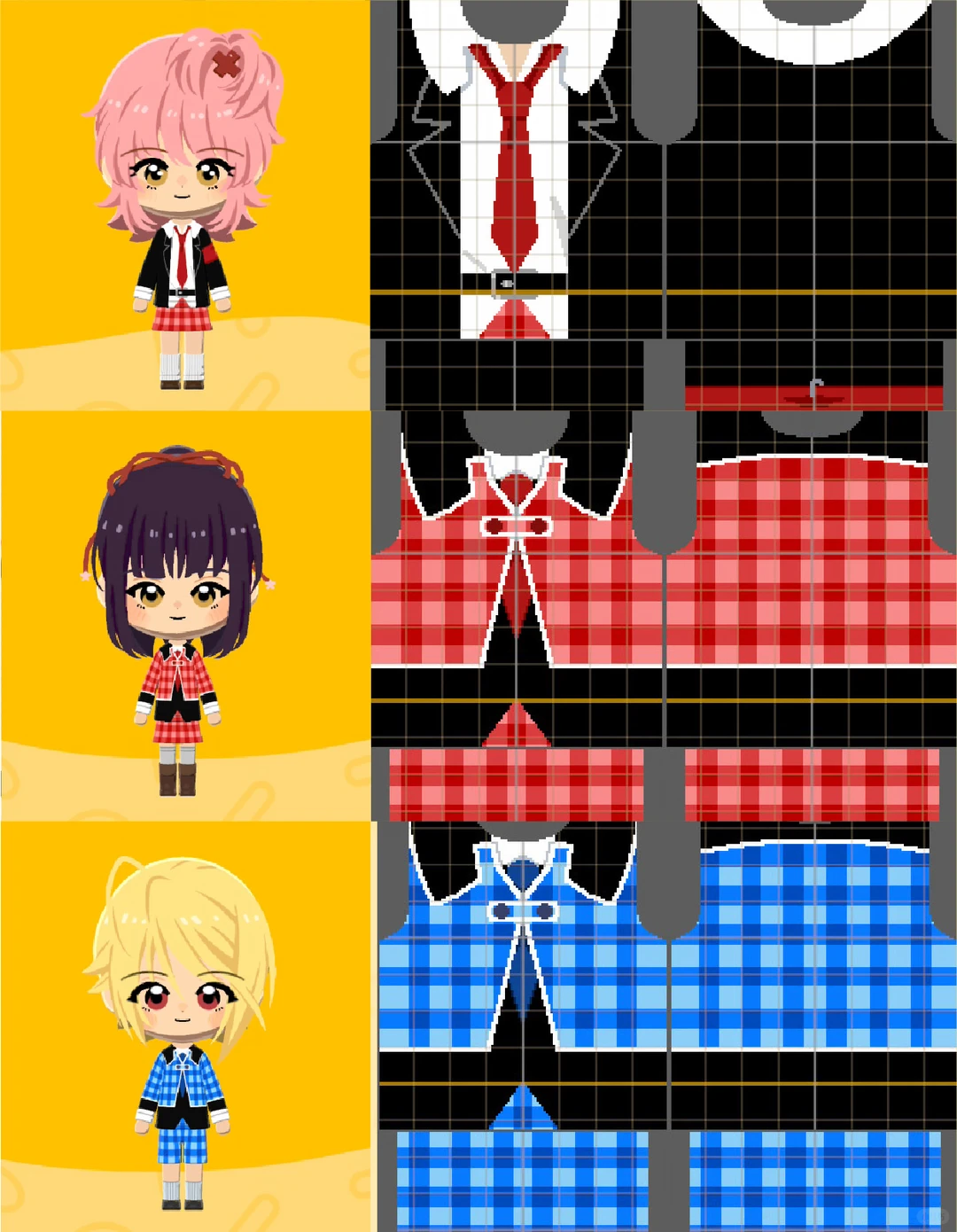 しゅごキャラ！ホーリーナイト学園制服のデザインシート — トモダチライフ DIY 図案