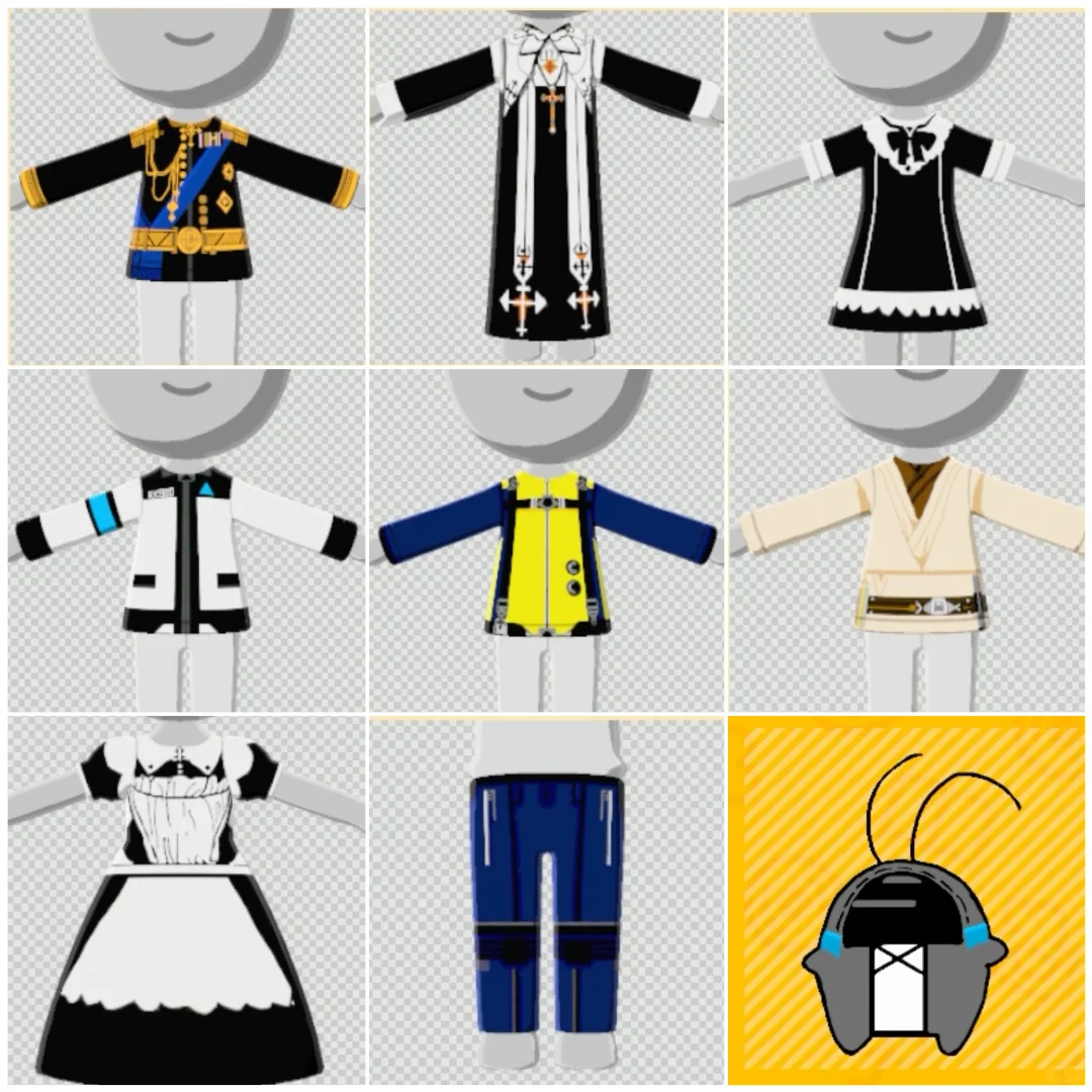 Costume Pattern Sheets Military Priest RK900 X-Men Obi-Wan Maid — Tomodachi Life DIY pattern (image 1)