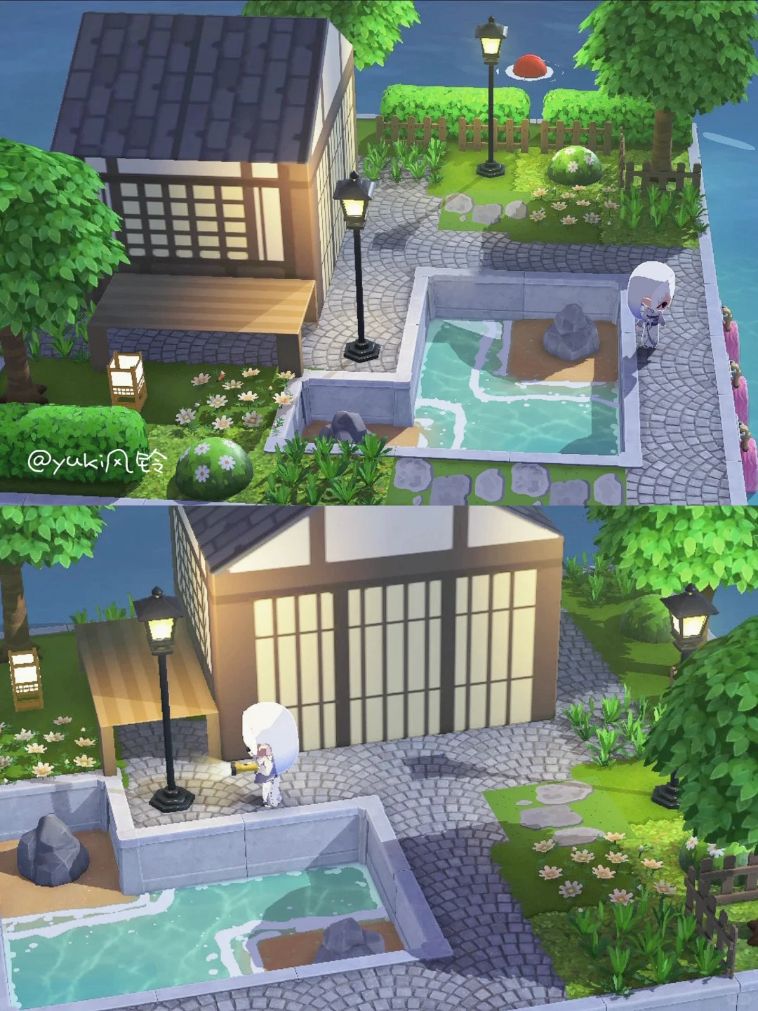 Japanese Garden Island Build with Pond and Veranda — Tomodachi Life DIY pattern (image 2)