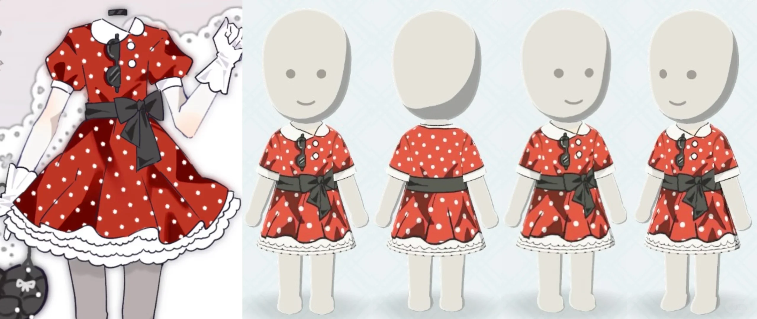 ヴィンテージ水玉ワンピースのデザインシートとカラーパレット — トモダチライフ DIY 図案（2枚目）