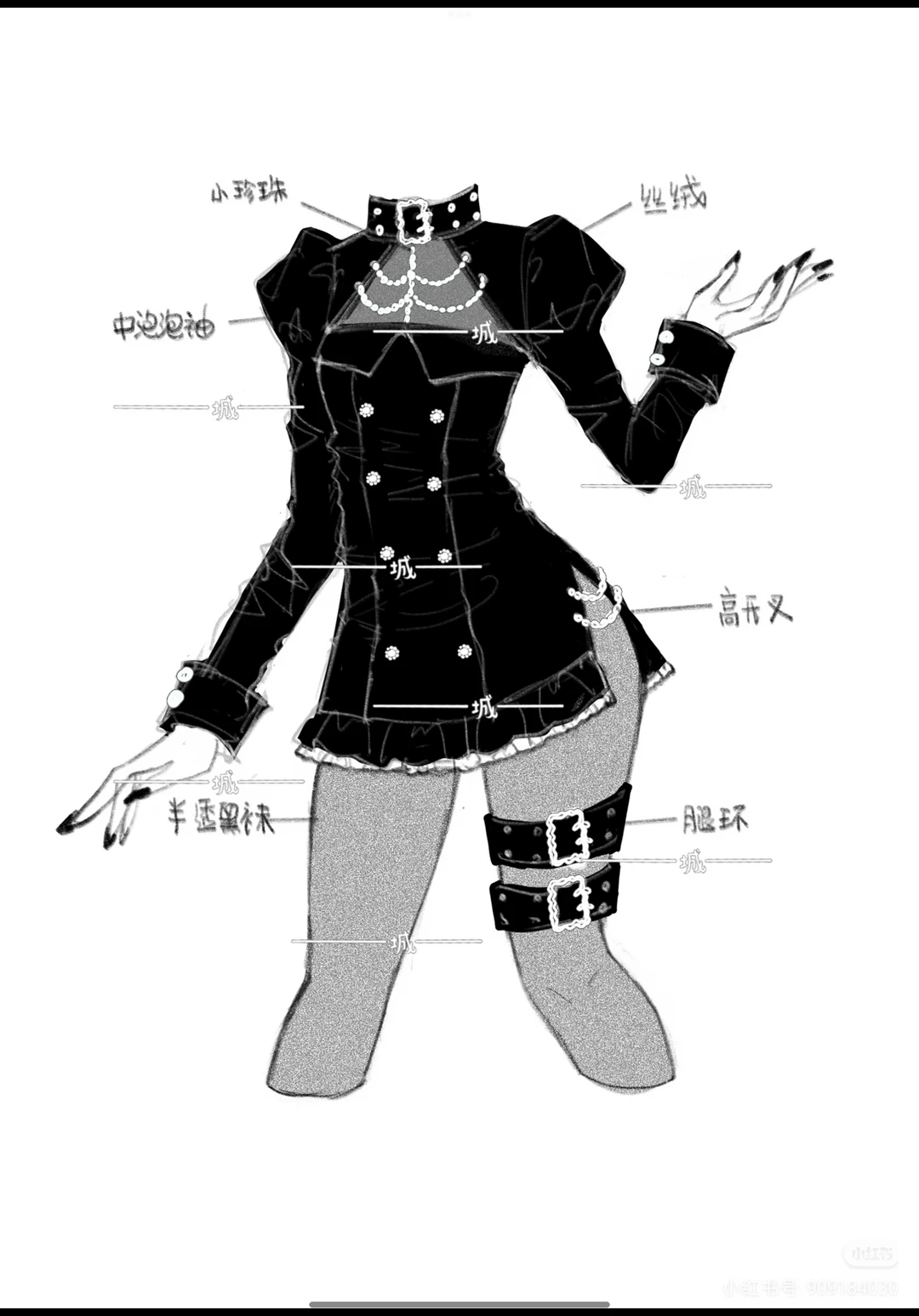 トモコレ用ゴシックドレスのデザインシートをシェア — トモダチライフ DIY 図案（4枚目）