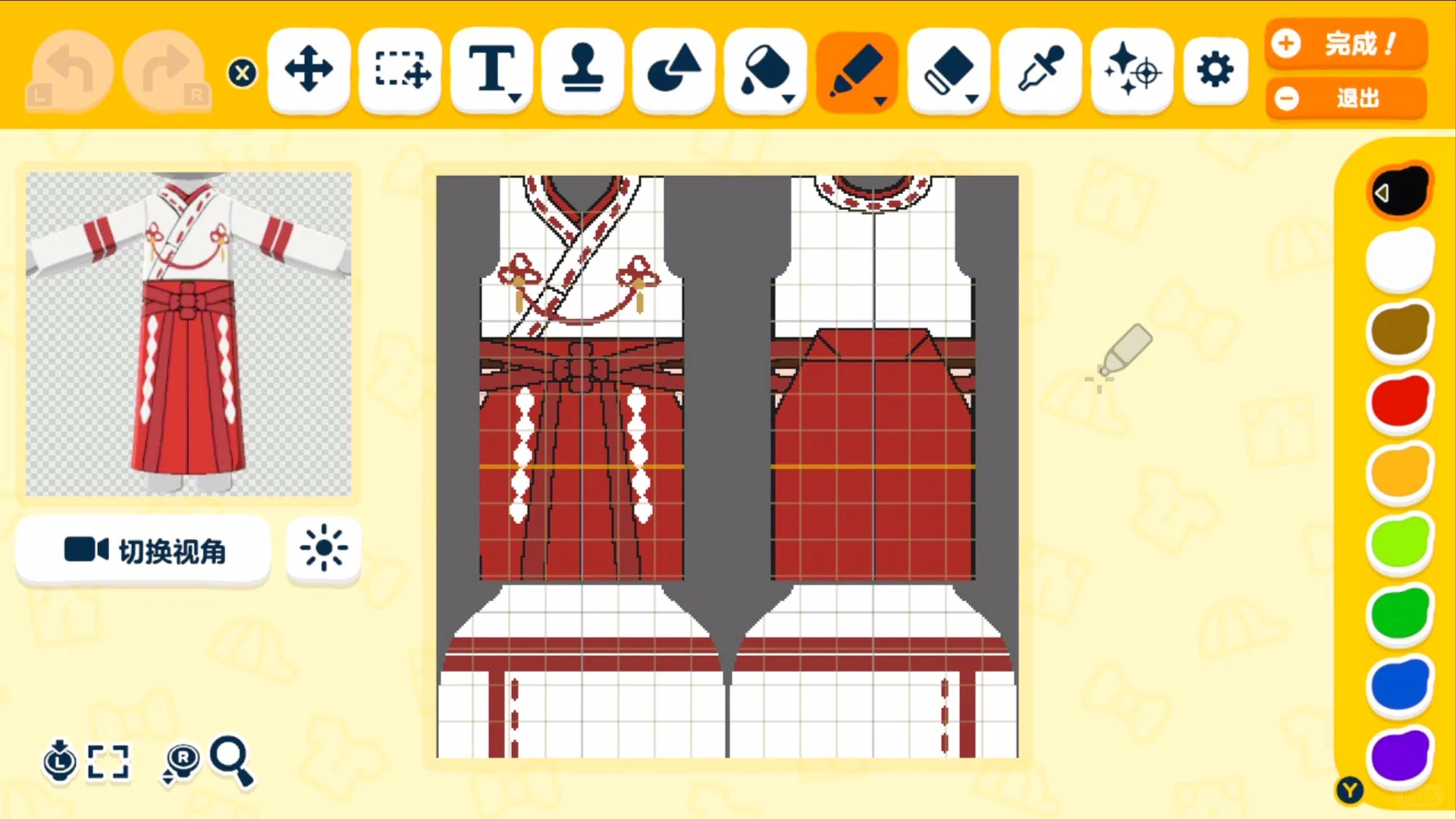キツネ巫女の巫女服デザインシート — トモダチライフ DIY 図案（2枚目）