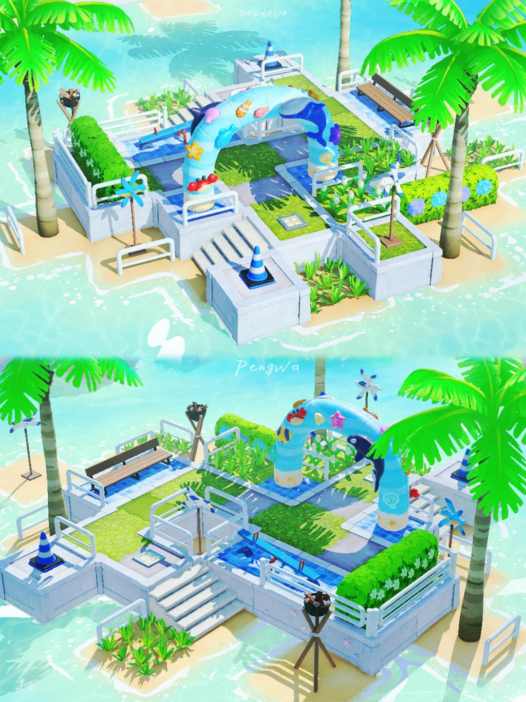 不画岛建🌊mini海洋乐园_围观夏夜的篝火 — 人森 DIY 图纸（第 1 张）