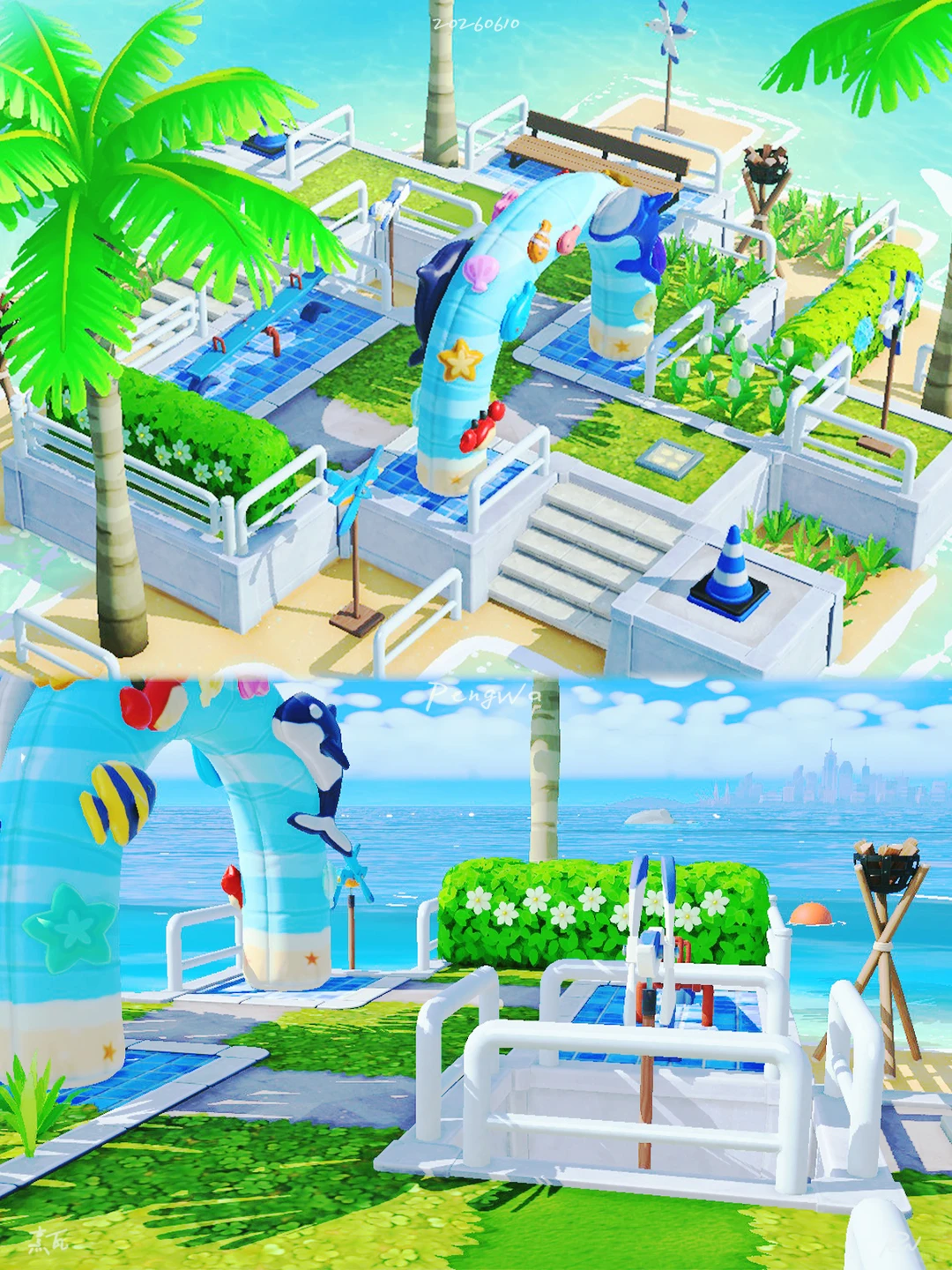 不画岛建🌊mini海洋乐园_围观夏夜的篝火 — 人森 DIY 图纸（第 2 张）
