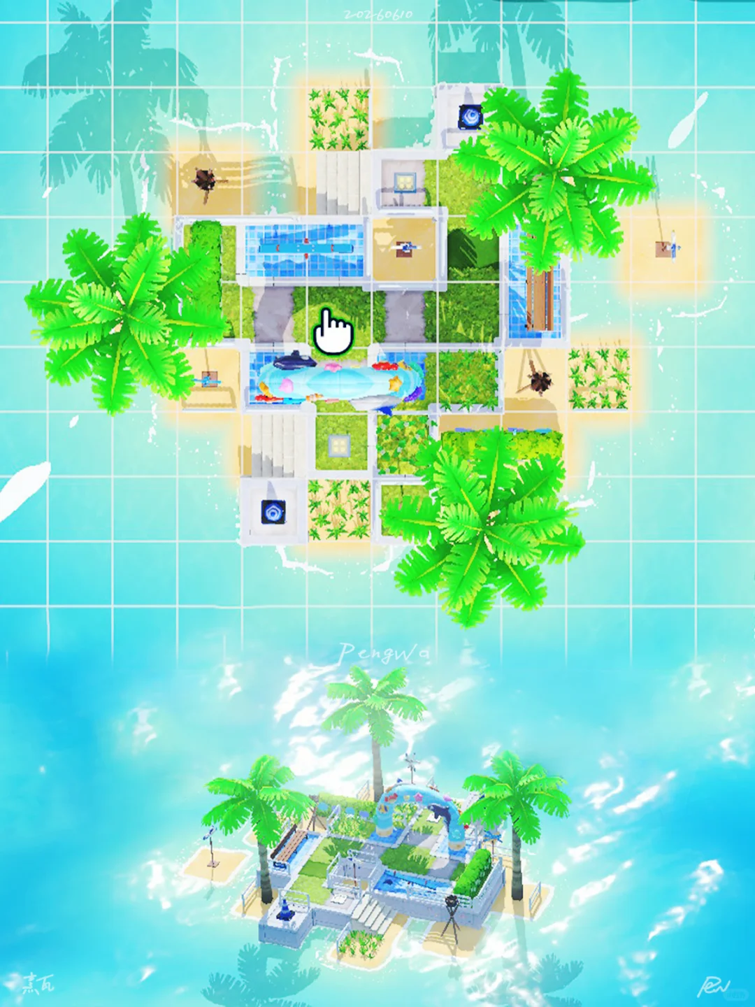 不画岛建🌊mini海洋乐园_围观夏夜的篝火 — 人森 DIY 图纸（第 3 张）