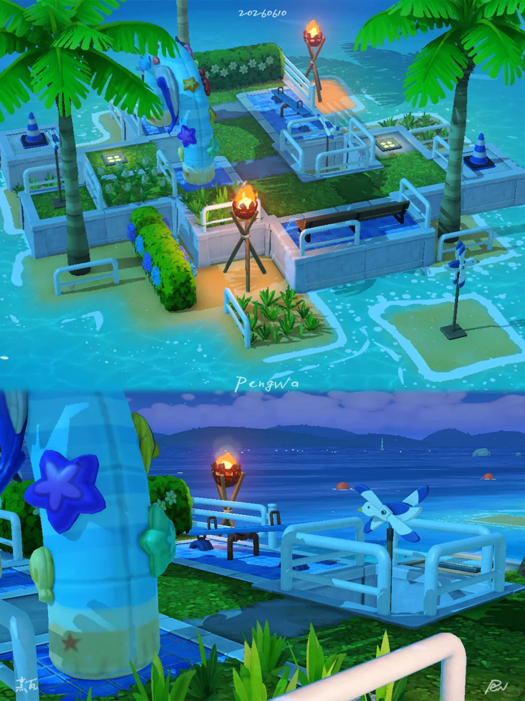 不画岛建🌊mini海洋乐园_围观夏夜的篝火 — 人森 DIY 图纸（第 4 张）