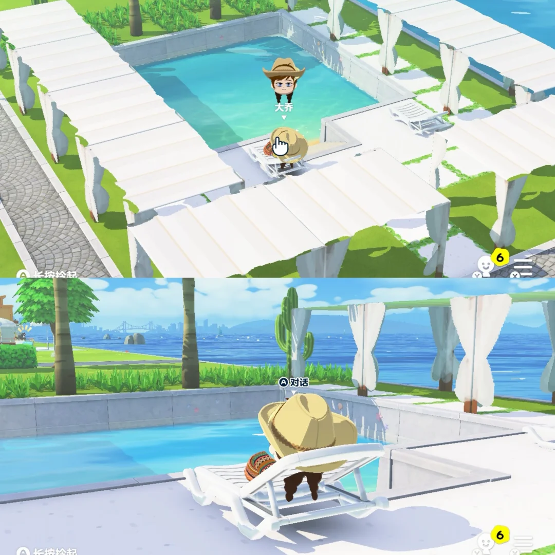 夏はMiiたちをプールサイドで遊ばせよう！トロピカルリゾート島作り — トモダチライフ DIY 図案（3枚目）