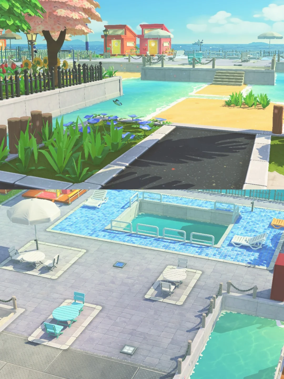 Décoration de piscine près de la villa avec motif vu du dessus — Tomodachi Life motif DIY (image 2)