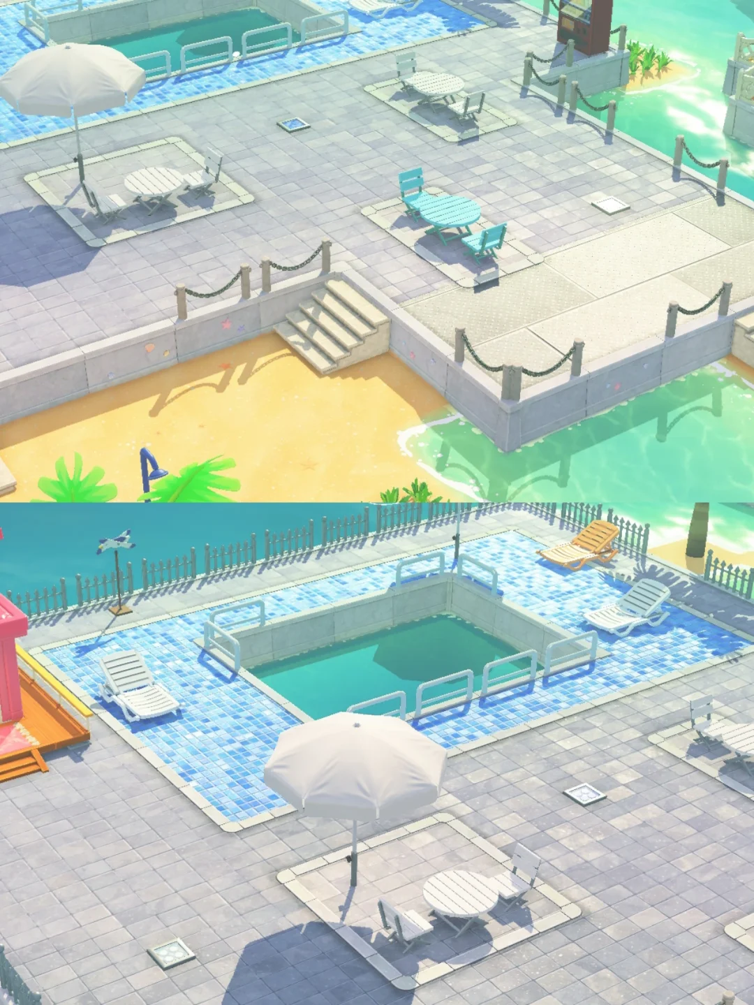 Décoration de piscine près de la villa avec motif vu du dessus — Tomodachi Life motif DIY (image 4)