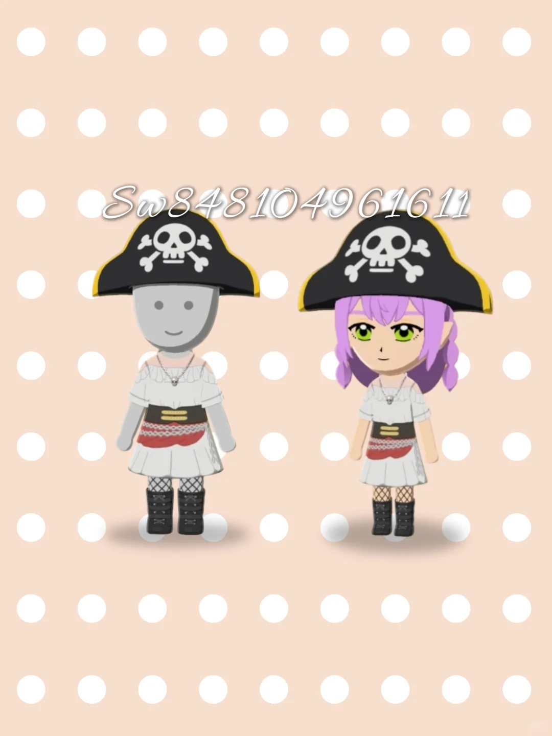 トモダチコレクション 作り方 I：海賊の女王 — トモダチライフ DIY 図案（1枚目）