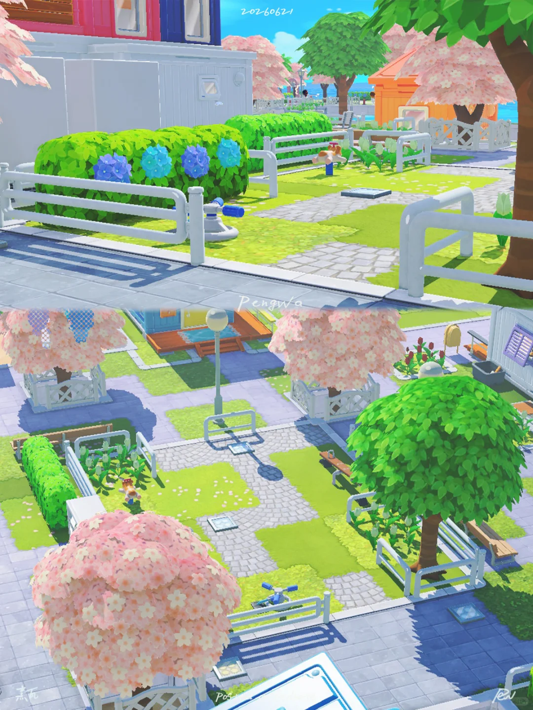Four-Way Open Mini Community Playground with Cherry Blossoms — Tomodachi Life DIY pattern