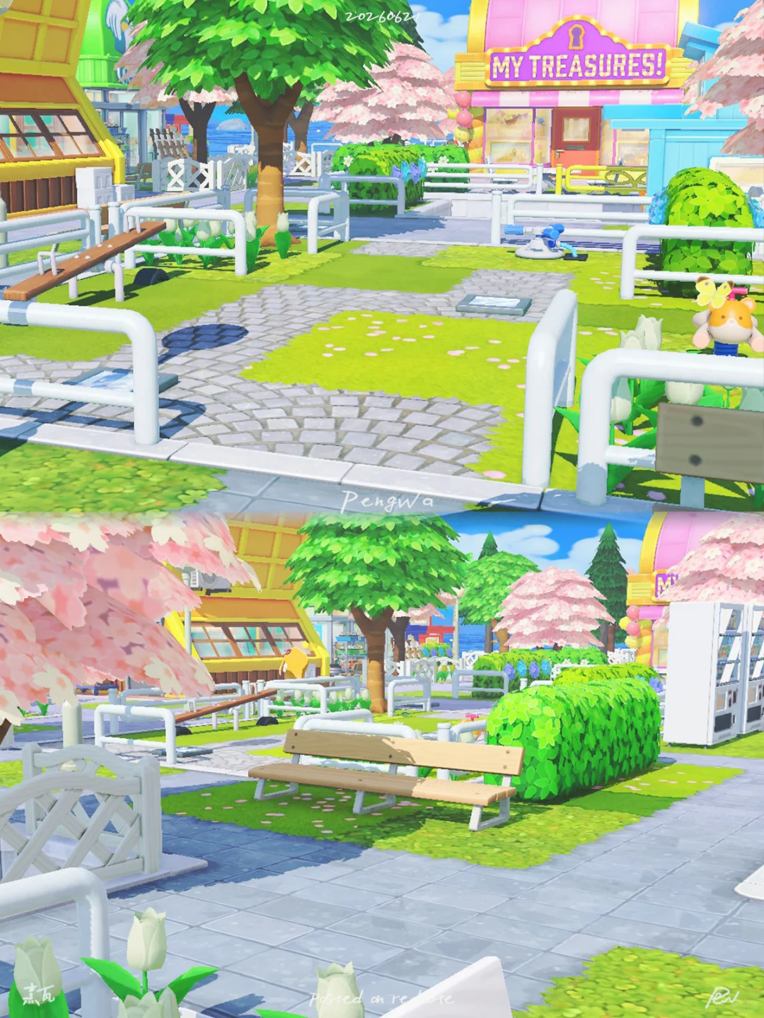 Four-Way Open Mini Community Playground with Cherry Blossoms — Tomodachi Life DIY pattern (image 2)