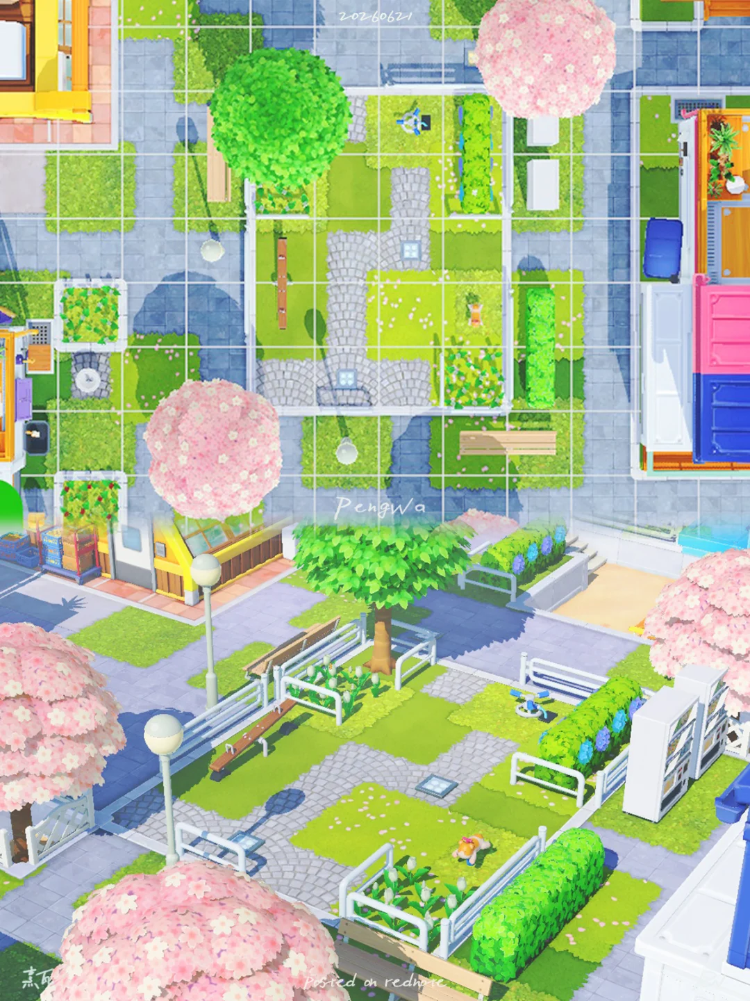 Four-Way Open Mini Community Playground with Cherry Blossoms — Tomodachi Life DIY pattern (image 3)