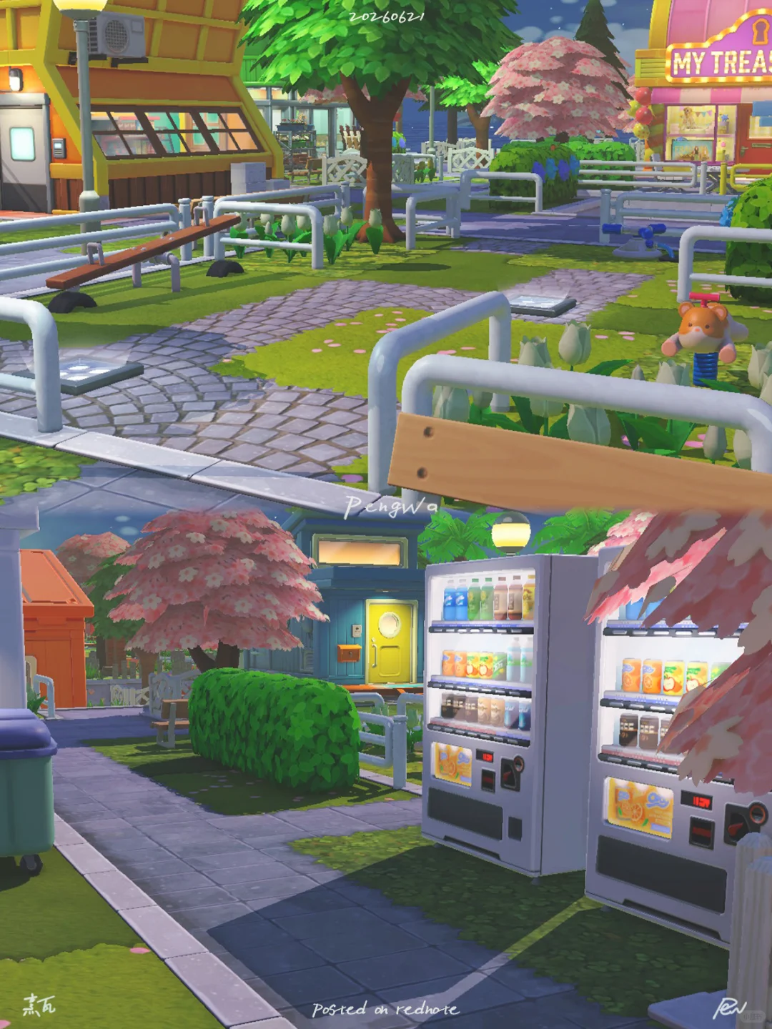 Four-Way Open Mini Community Playground with Cherry Blossoms — Tomodachi Life DIY pattern (image 4)