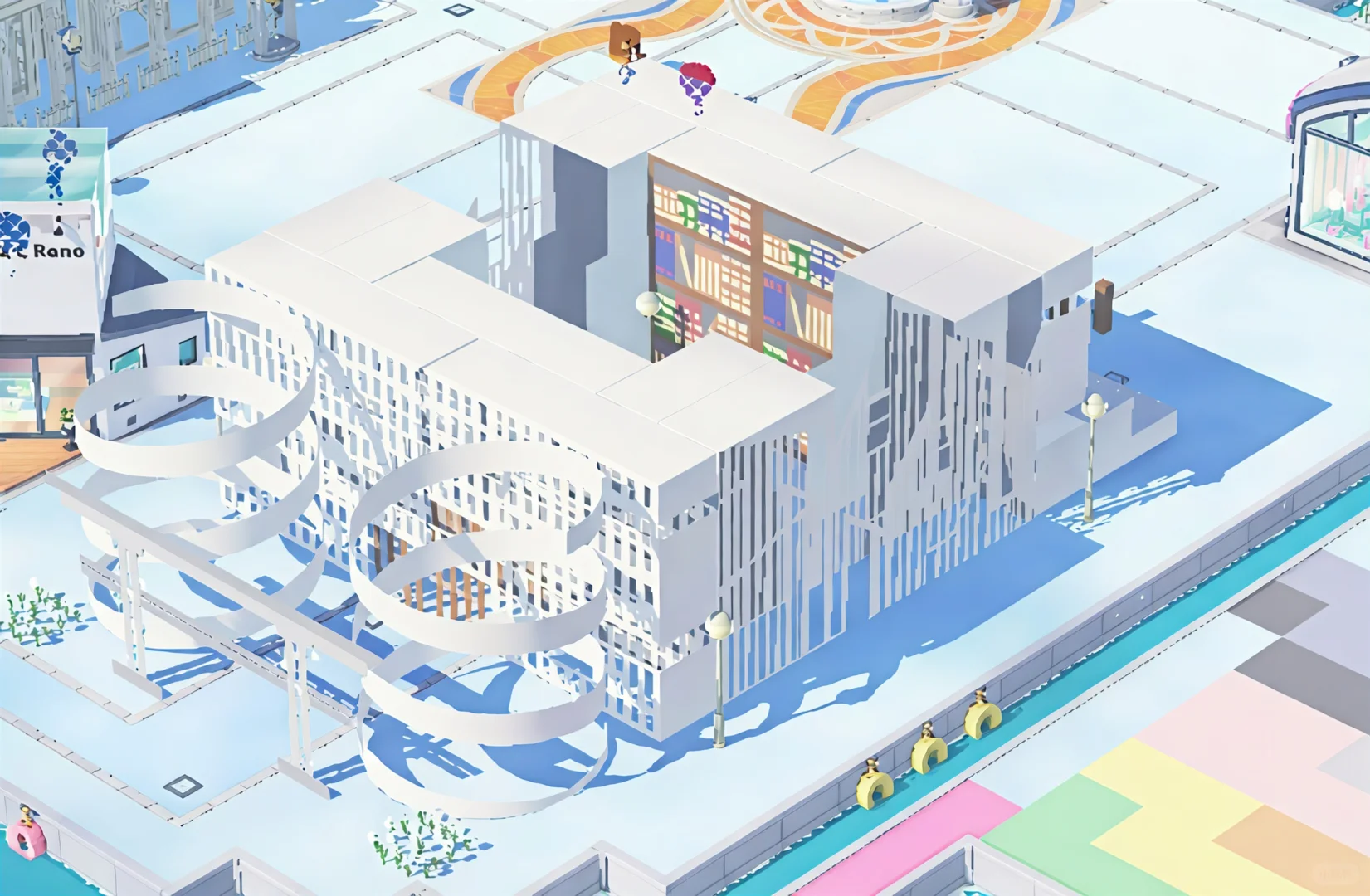 トモコレ島にモダンな大図書館が登場 — トモダチライフ DIY 図案（3枚目）