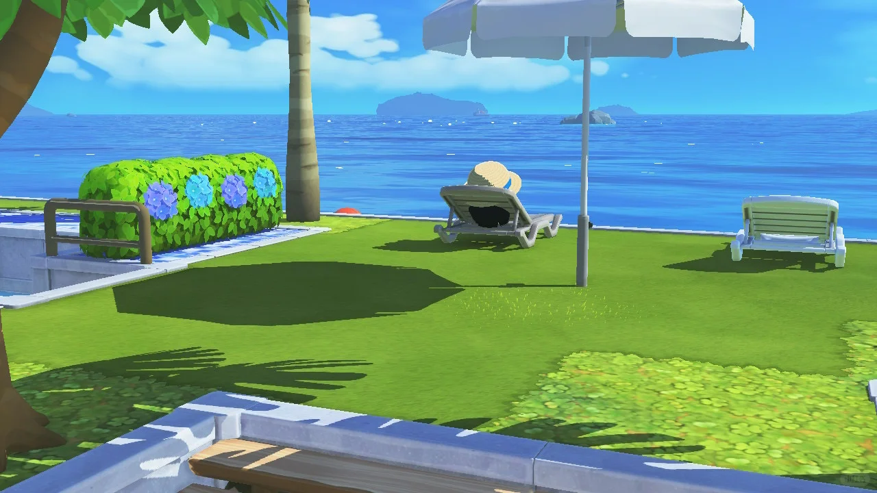 Maison de l’île est avec vue sur le lever de lune et bassin carré rétro — Tomodachi Life motif DIY (image 5)