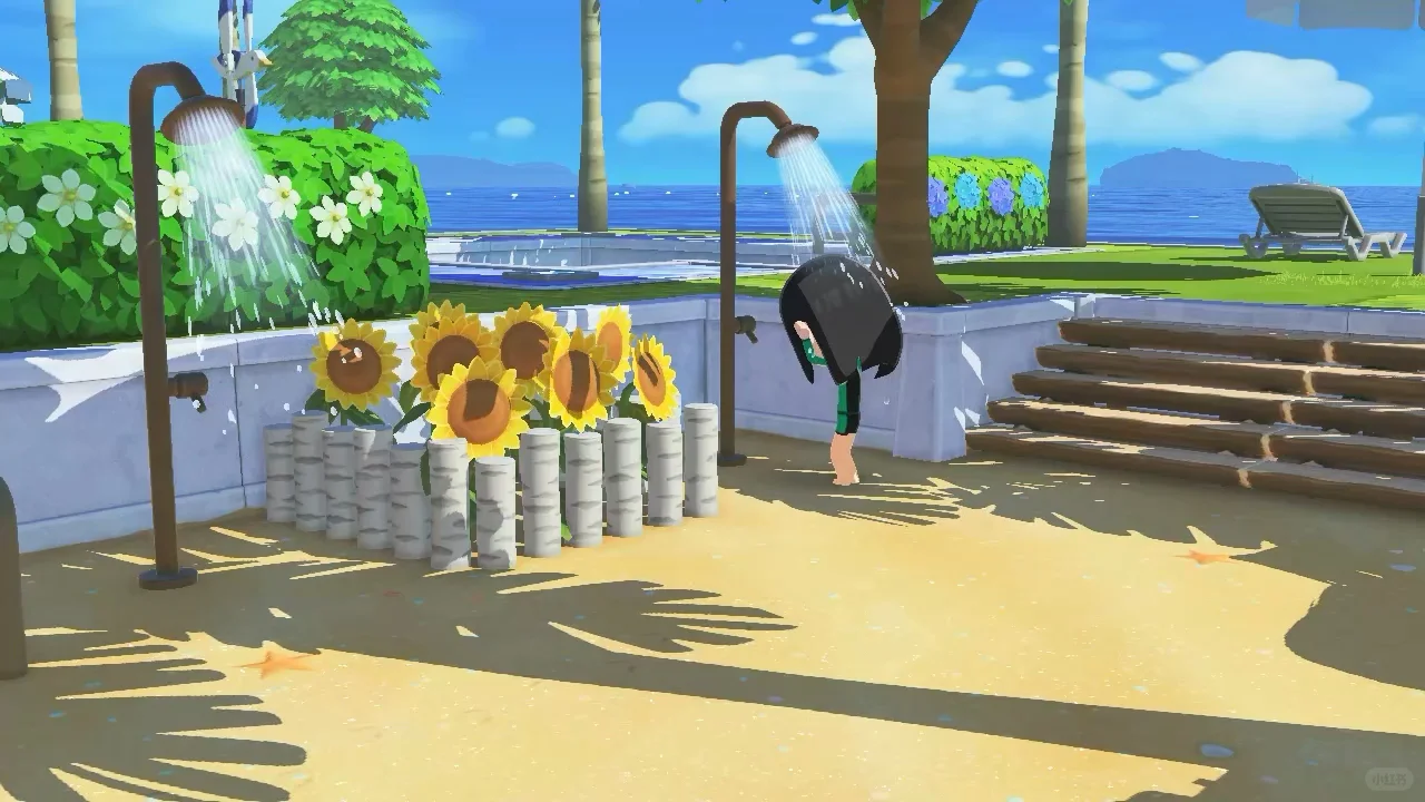 Maison de l’île est avec vue sur le lever de lune et bassin carré rétro — Tomodachi Life motif DIY (image 10)