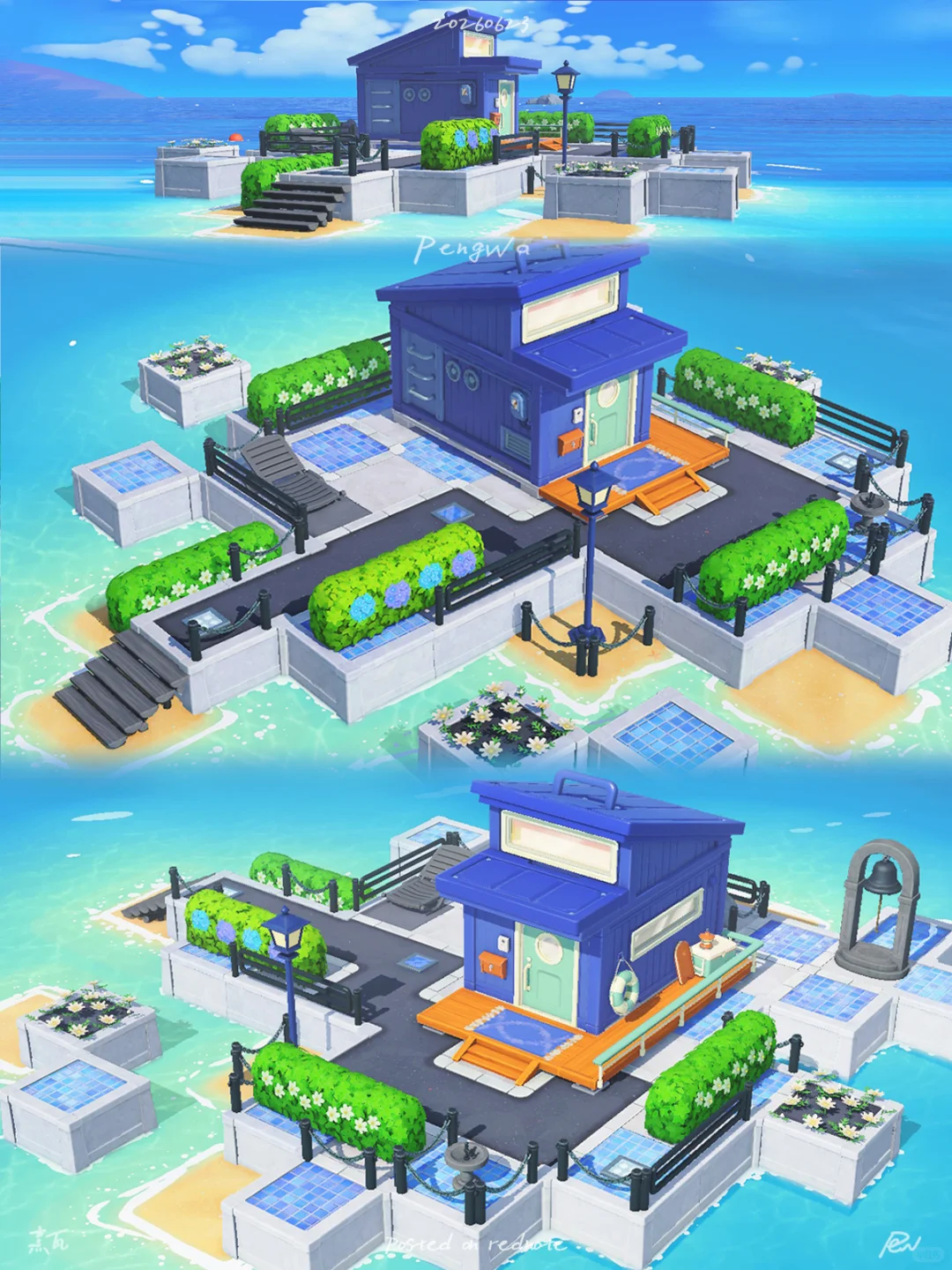 Simple Deep Blue Cabin - Tranquil House Exterior — Tomodachi Life DIY pattern (image 2)