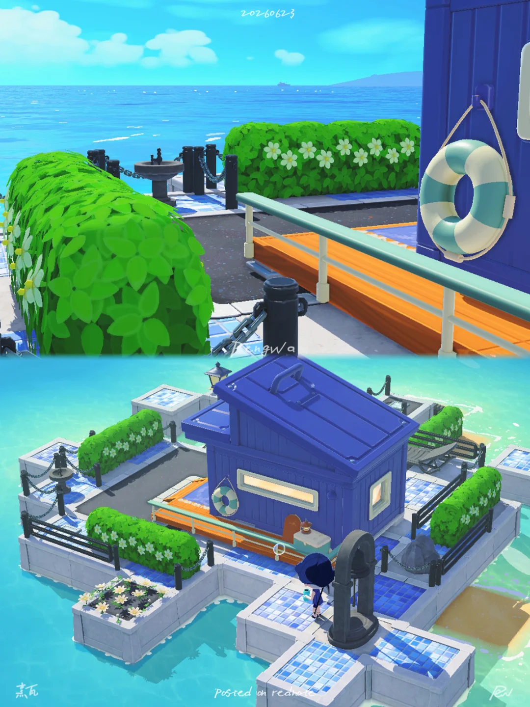 Simple Deep Blue Cabin - Tranquil House Exterior — Tomodachi Life DIY pattern (image 5)