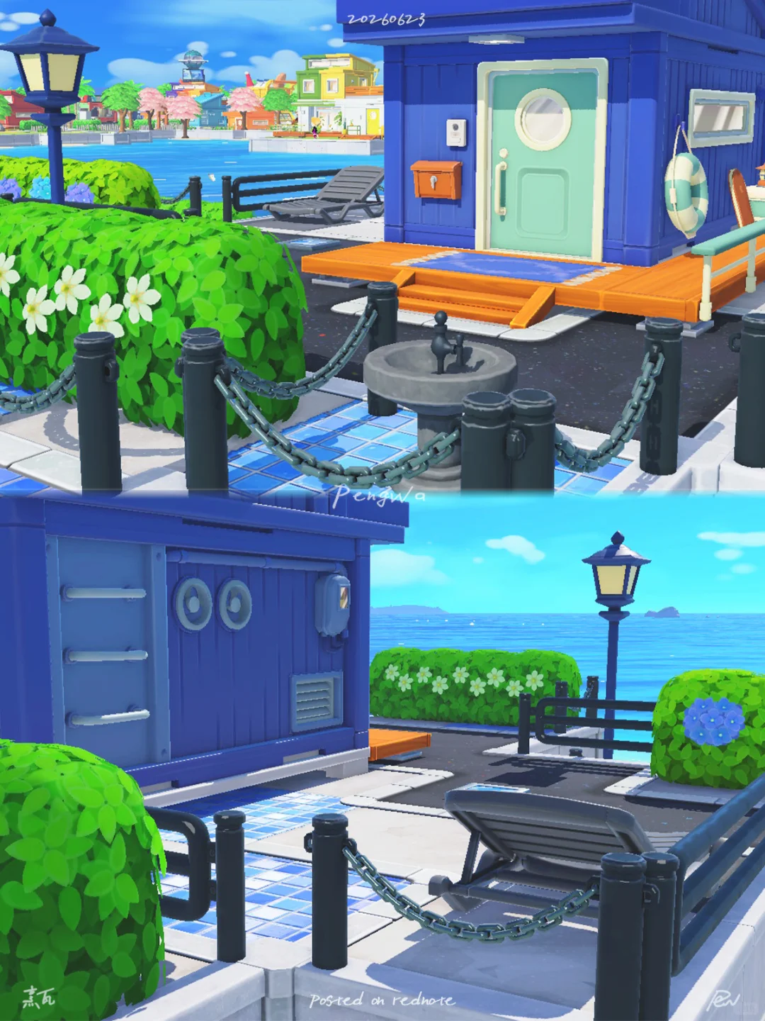 Simple Deep Blue Cabin - Tranquil House Exterior — Tomodachi Life DIY pattern (image 6)