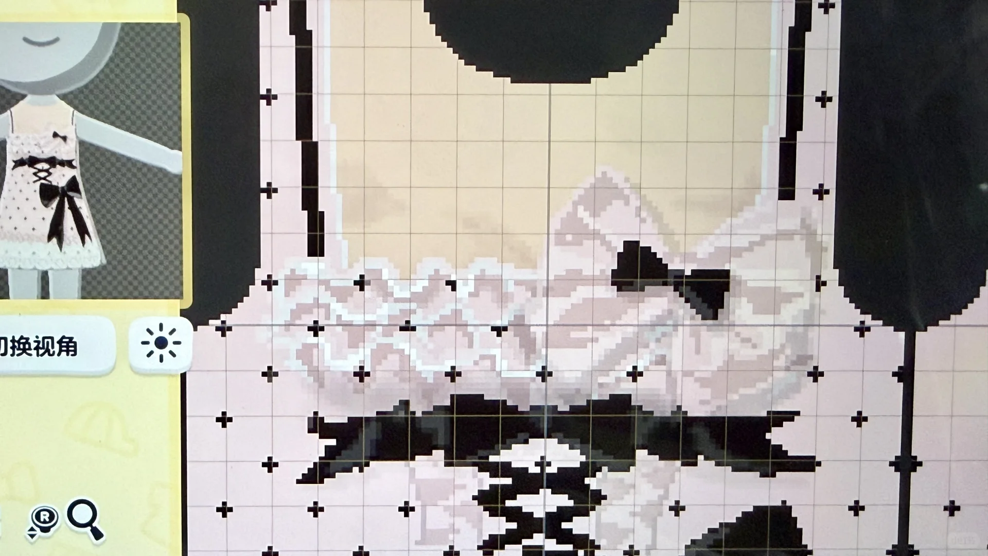 Robe à pois noire et rose avec nœud (version simple incluse) — Tomodachi Life motif DIY (image 3)
