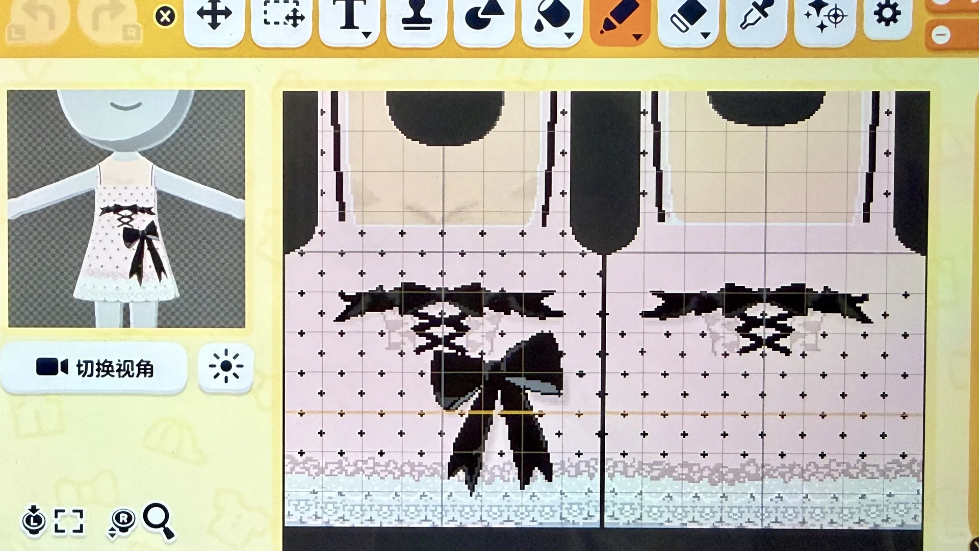 Robe à pois noire et rose avec nœud (version simple incluse) — Tomodachi Life motif DIY (image 5)