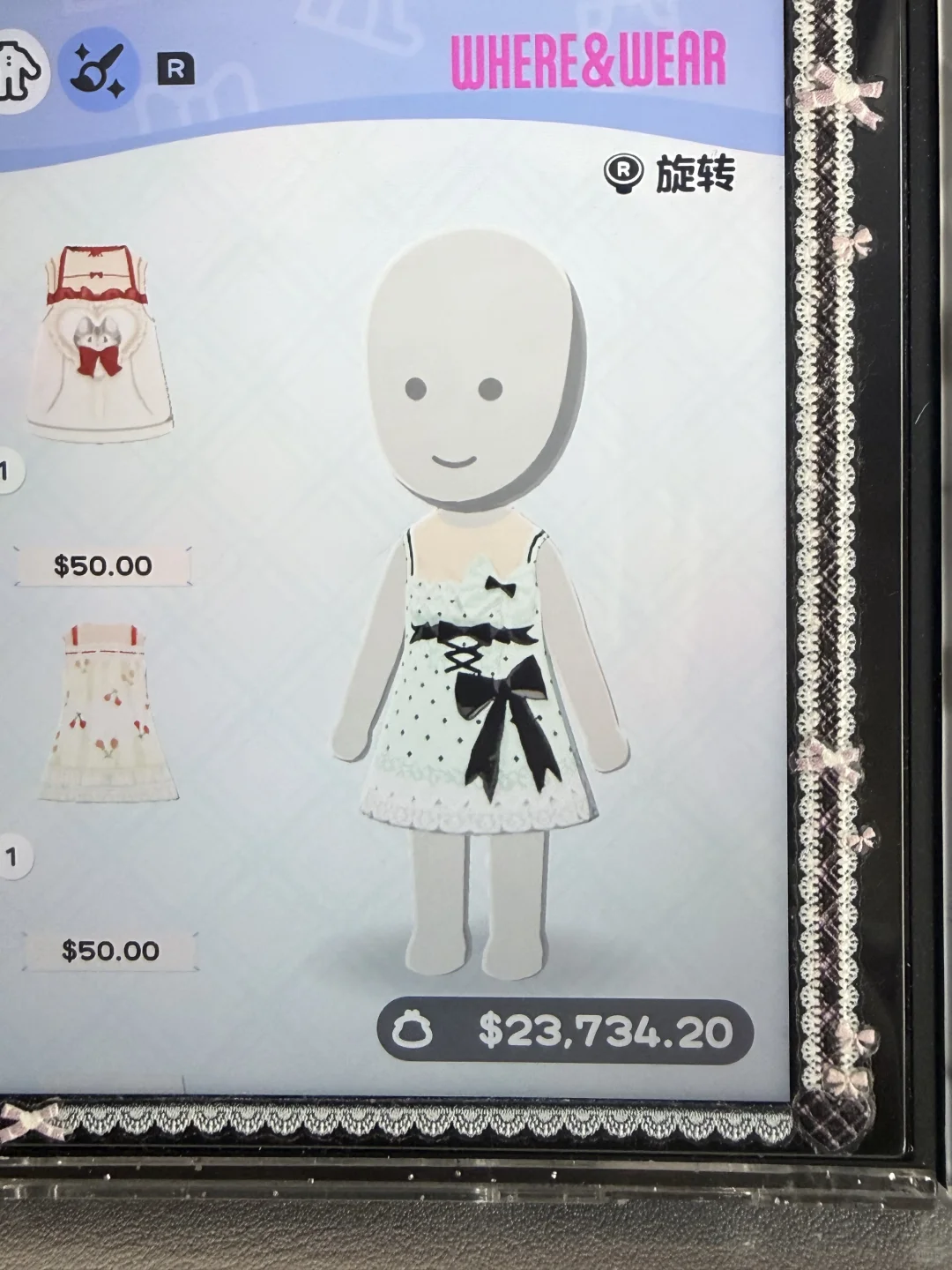 Robe à pois noire et rose avec nœud (version simple incluse) — Tomodachi Life motif DIY (image 7)