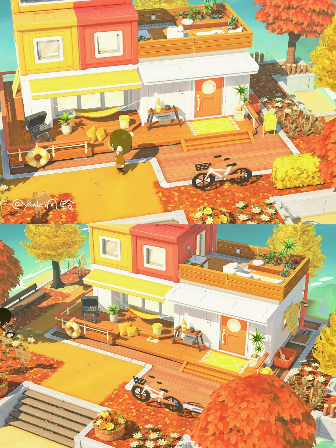 Autumn Maple Leaf Courtyard Island 🍂🍁 — Tomodachi Life DIY pattern