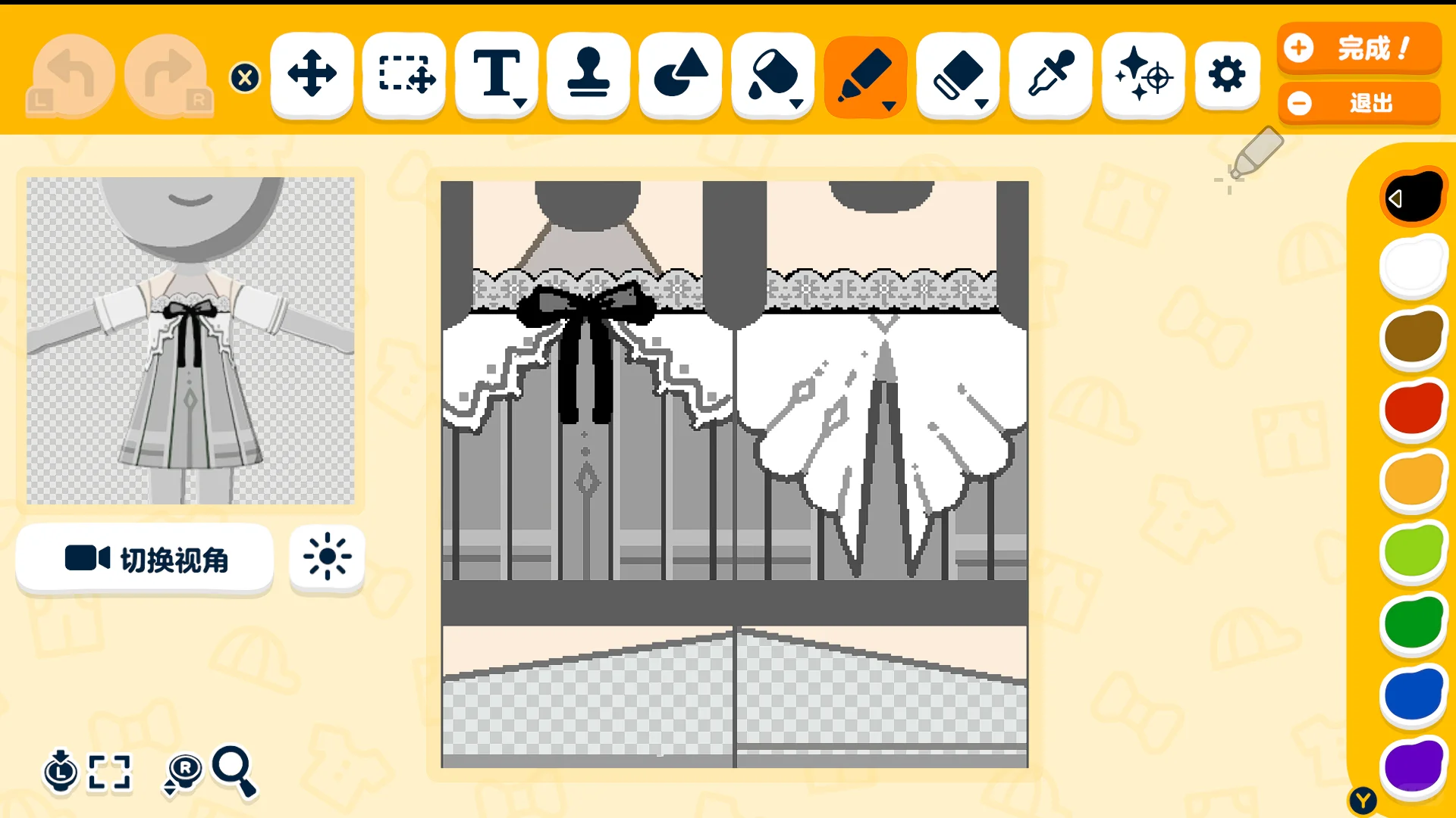 Partage de motif de robe simple noir et blanc pour Tomodachi Life — Tomodachi Life motif DIY (image 2)