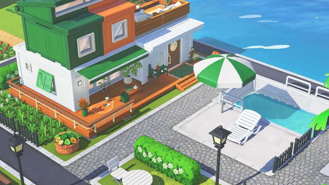 9x7 Shared Courtyard Build with Grid Pattern Sheet — Tomodachi Life DIY pattern