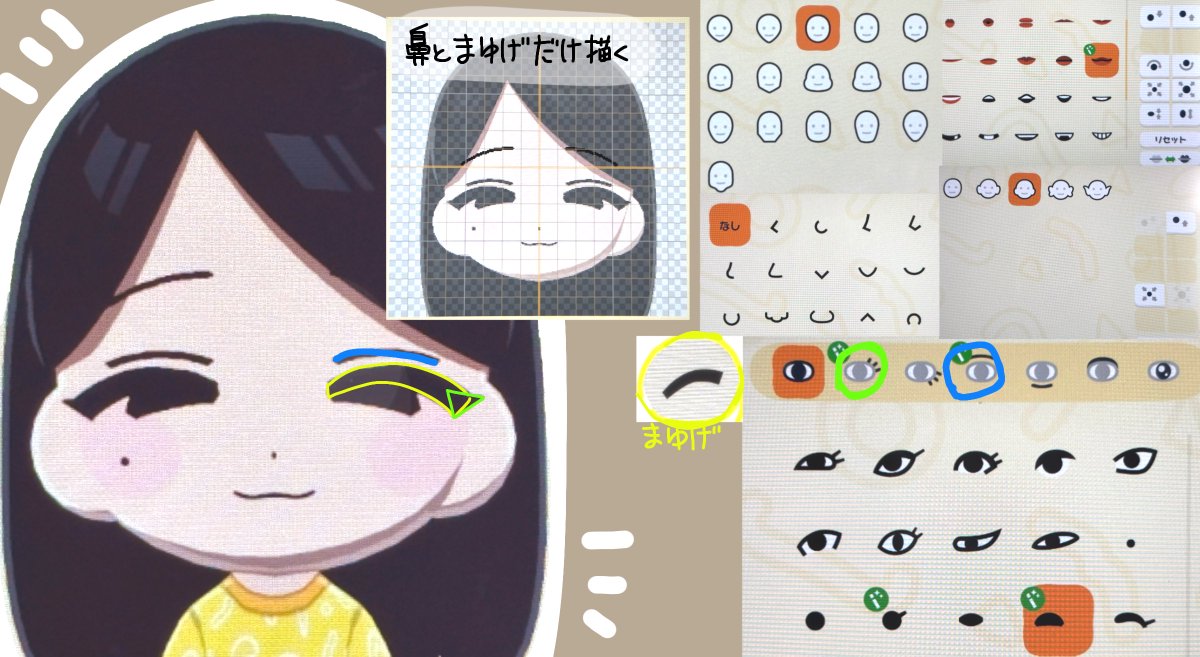 ゆるふわMiiフェイスデザインの作り方 — トモダチライフ DIY 図案
