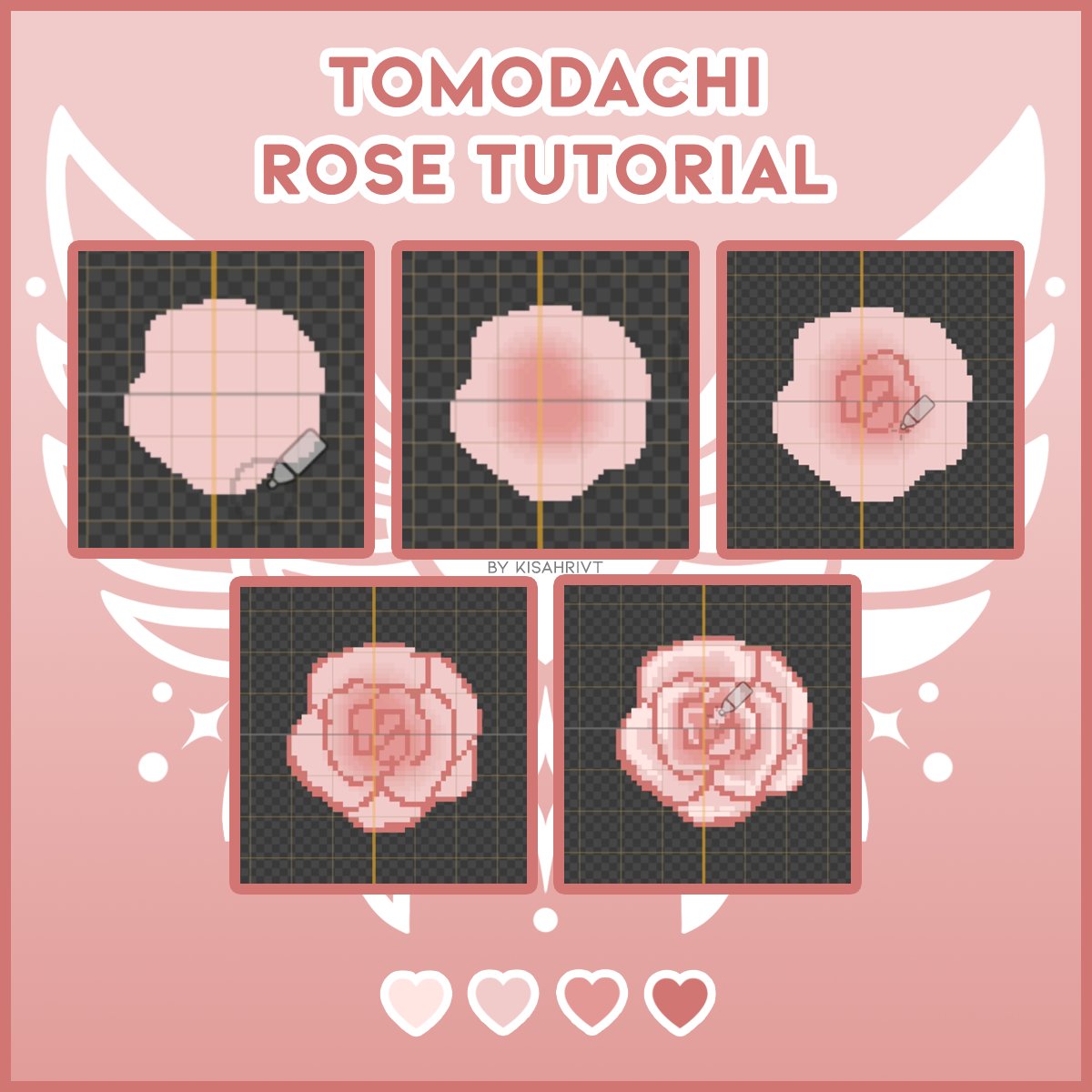 ビジュアルチュートリアル：バラの作り方 — トモダチライフ DIY 図案