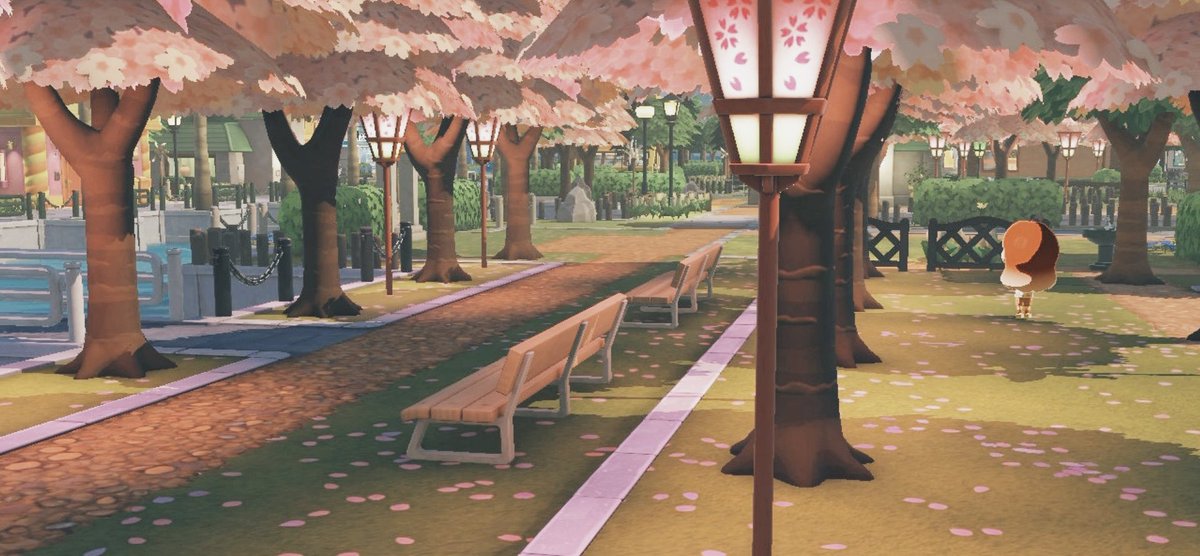 Île nature avec allée de cerisiers — Tomodachi Life motif DIY (image 2)