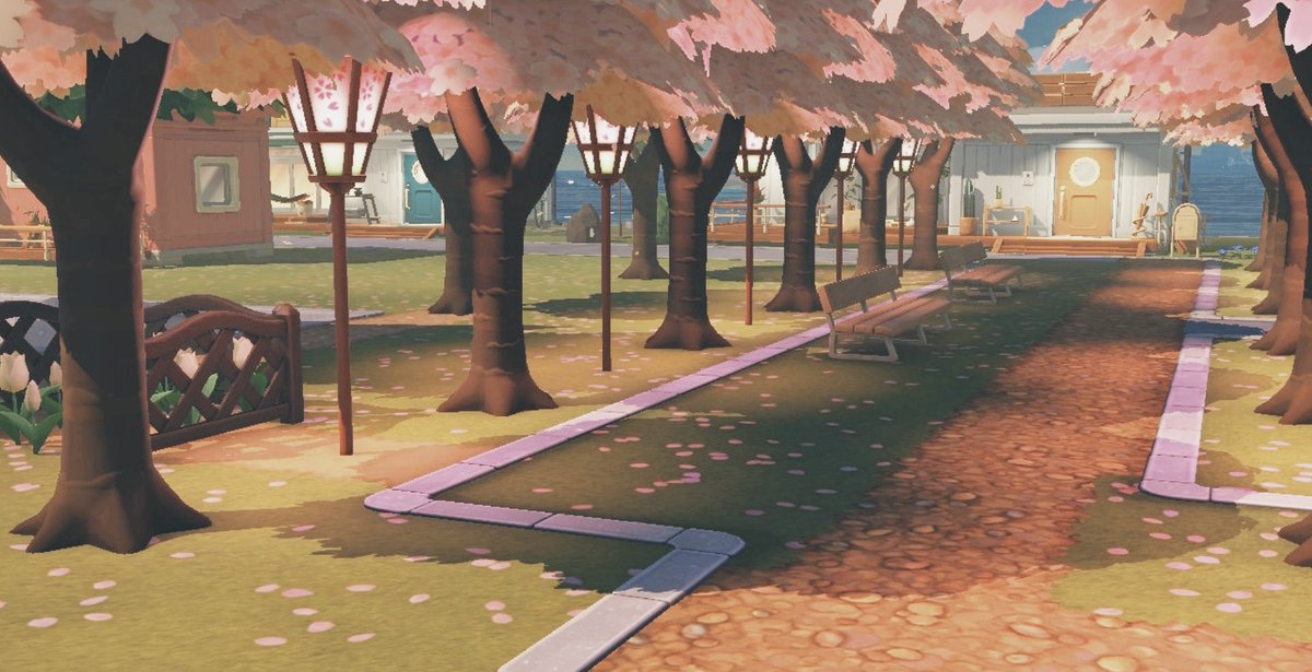 Île nature avec allée de cerisiers — Tomodachi Life motif DIY (image 3)
