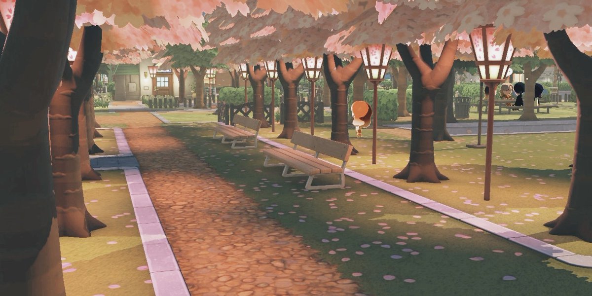 Île nature avec allée de cerisiers — Tomodachi Life motif DIY (image 4)
