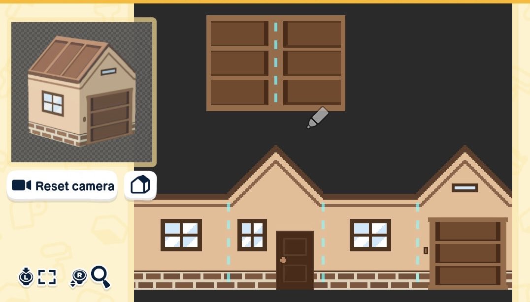 tomodachi hack: use the bookcase stamp to make a roof or garage door ^-^ — 人森 DIY 图纸