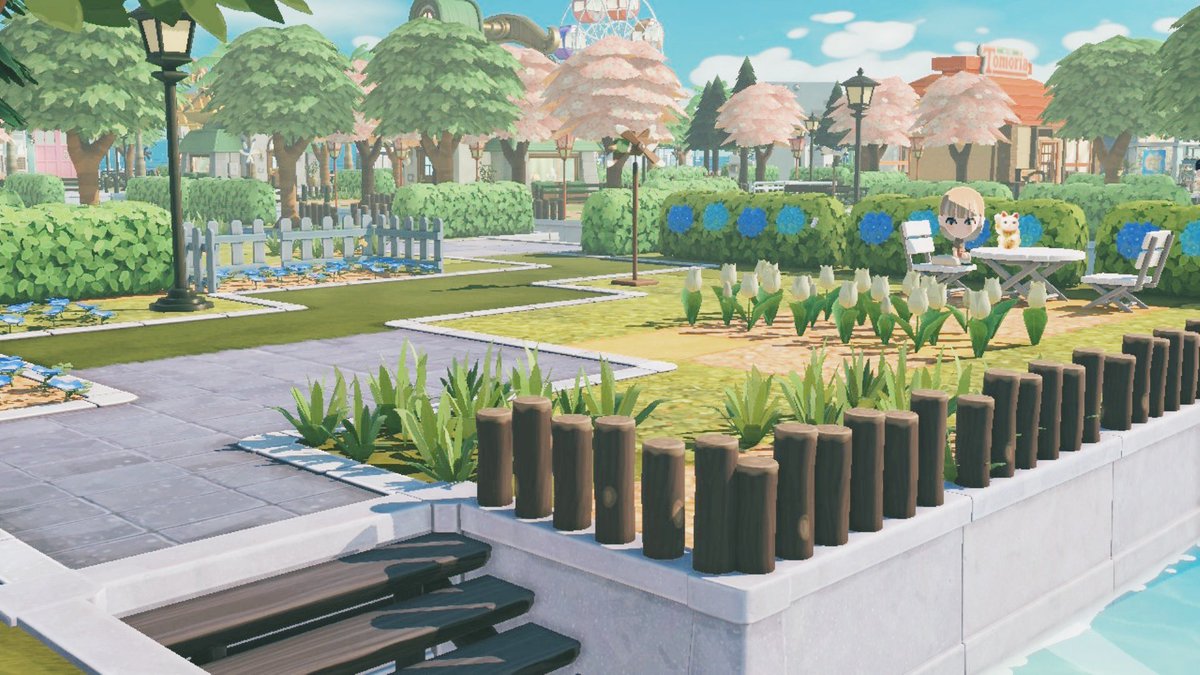 Place bordée de cerisiers — Tomodachi Life motif DIY (image 1)