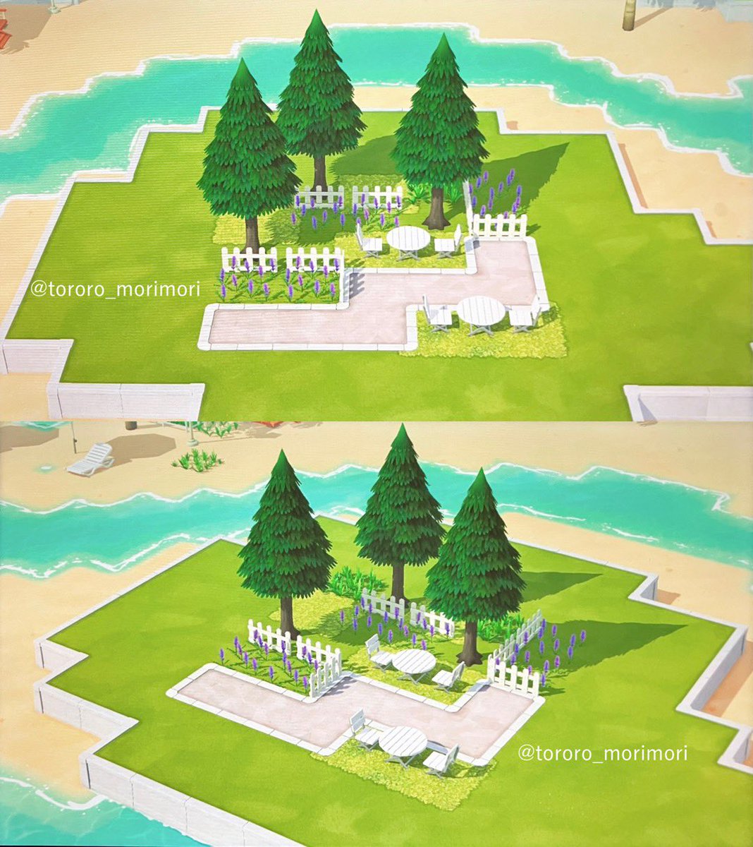 Lavender Field Rest Area 5x5 Island Build — Tomodachi Life DIY pattern