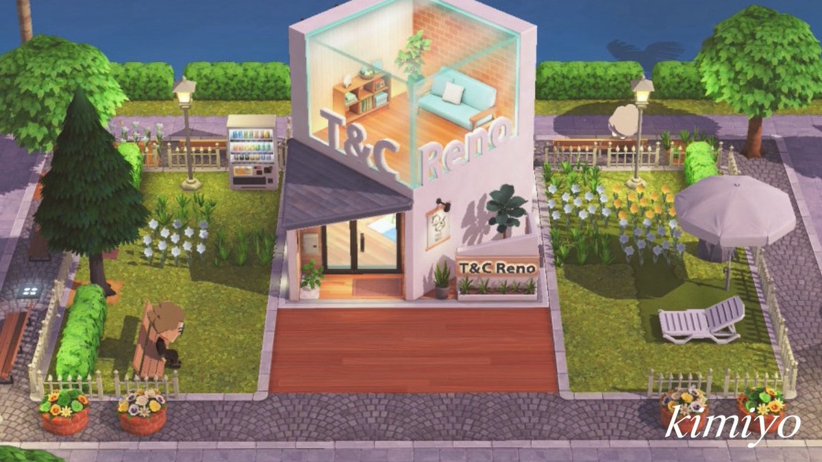 Rue commerçante relaxante au coucher du soleil — Tomodachi Life motif DIY (image 3)